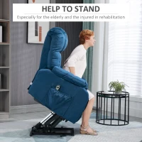 HOMCOM Lift Chair for Elderly Power Lift Recliner Chair with Side Pocket and Remote Control for Living Room Blue(m-5)