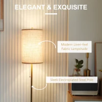 HOMCOM Modern Floor Lamp w/ Steel Frame and Pull Rope Switch, Standing Lamp for Living Room, Bedroom, Office(m-4)