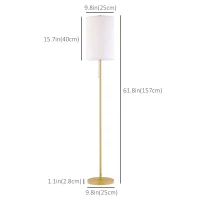 HOMCOM Modern Floor Lamp w/ Steel Frame and Pull Rope Switch, Standing Lamp for Living Room, Bedroom, Office(m-3)