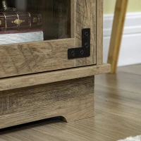 HOMCOM Farmhouse Style Buffet Cabinet, Glass Door Sideboard, Kitchen Storage Cabinet, Coffee Bar, Distressed Grey(m-10)