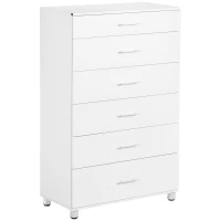 HOMCOM 6 Drawer Cabinet, Drawer Chest for Bedroom, Storage Organiser with Metal Runners and Handles for Living Room, White(m-2)