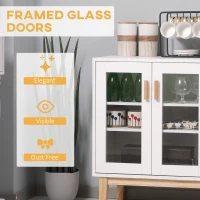 HOMCOM Kitchen Sideboard, Coffee Bar Cabinet, Buffet Cabinet with 4-Bottle Wine Rack, Glass Door and Adjustable Shelves, White(m-4)