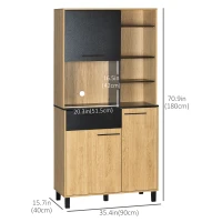 HOMCOM 71" Kitchen Pantry Cabinet, Storage Cabinet with Soft Close Doors, Adjustable Shelves for Living Room(m-3)