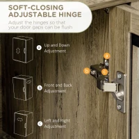 HOMCOM Farmhouse Style Buffet Cabinet, Glass Door Sideboard, Kitchen Storage Cabinet, Coffee Bar, Distressed Grey(m-7)