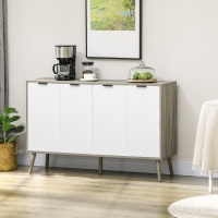 HOMCOM Modern Sideboard and Buffet, Dining Room Cabinet with Adjustable Shelves and 4 Doors, Grayish Brown