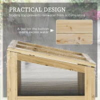 Outsunny Raised Garden Bed, Outdoor Wooden & PVC Elevated Planter Box with Cold Frame Greenhouse and Storage Shelf, Natural(m-7)