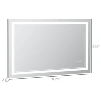 kleankin Bathroom Mirror with LED, Dimmable Vanity Mirror with 3 Light Colors, Memory Function Vertical and Horizontal Mount(m-3)
