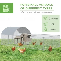 PawHut Large Chicken Coop Metal Chicken Run for Chickens with Waterproof and Anti-UV Cover, Dome Shaped Walk in Fence Cage Hen House for Outdoor and Yard Farm Use, 1" Dia, 9.2' x 18.7' x 6.4'(m-6)