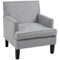 HOMCOM Modern Accent Chair Velvet Armchair, Light Gray(m-1)