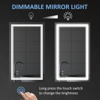 kleankin Bathroom Mirror with LED, Dimmable Vanity Mirror with 3 Light Colors, Memory Function Vertical and Horizontal Mount(m-5)