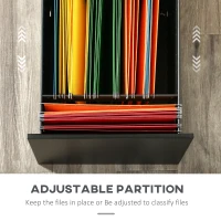 Vinsetto File Cabinet, Vertical Filing Cabinet with Adjustable Partition for A4 Letter Size, Lockable for Office, Black(m-6)