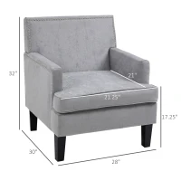 HOMCOM Modern Accent Chair Velvet Armchair, Light Gray(m-3)