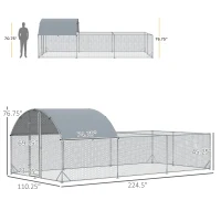 PawHut Large Chicken Coop Metal Chicken Run for Chickens with Waterproof and Anti-UV Cover, Dome Shaped Walk in Fence Cage Hen House for Outdoor and Yard Farm Use, 1" Dia, 9.2' x 18.7' x 6.4'(m-3)