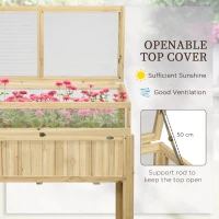 Outsunny Raised Garden Bed, Outdoor Wooden & PVC Elevated Planter Box with Cold Frame Greenhouse and Storage Shelf, Natural(m-6)