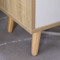 HOMCOM Bedside Table with 2-tier Shelf and Drawer, Side End Table with Storage for Living Room, Bedroom, Natural(m-10)