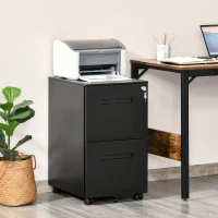 Vinsetto File Cabinet, Vertical Filing Cabinet with Adjustable Partition for A4 Letter Size, Lockable for Office, Black(m-1)