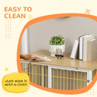 PawHut Dog Crate with Soft Washable Cushion, Lockable Front Door, for Small Medium Dogs, Oak(m-7)