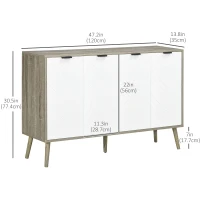 HOMCOM Modern Sideboard and Buffet, Dining Room Cabinet with Adjustable Shelves and 4 Doors, Grayish Brown(m-3)