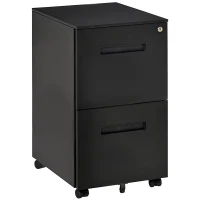 Vinsetto File Cabinet, Vertical Filing Cabinet with Adjustable Partition for A4 Letter Size, Lockable for Office, Black(m-2)