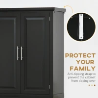 HOMCOM 72" Kitchen Pantry Cabinet, Freestanding Storage Cabinet, 4-Door Cabinet with Drawer and Adjustable Shelves, Black(m-6)