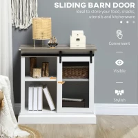 HOMCOM Farmhouse Buffet Cabinet Kitchen Sideboard with Sliding Barn Door and Adjustable Shelves for Living Room White(m-4)
