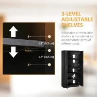 HOMCOM 71" Freestanding Kitchen Pantry Cabinet, Storage Cabinet with 4 Hinged Doors and Adjustable Shelves, Black(m-5)