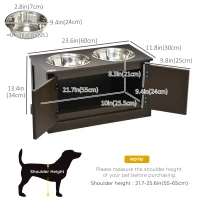 PawHut Elevated Dog Bowls with Storage Cabinet, Raised Pet Bowls Stand with 2 Stainless Steel Bowls for Water and Food, for Large Dogs, Brown(m-3)