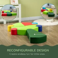 Qaba 10-Piece Soft Play Set for Creativity, Climb and Crawl Foam Playset with Easy-to-Clean Surface, Activity Play Structures for 18 Months Old(m-6)