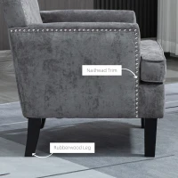 HOMCOM Modern Accent Chair Velvet Armchair, Dark Gray(m-5)