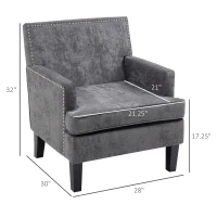HOMCOM Modern Accent Chair Velvet Armchair, Dark Gray(m-3)