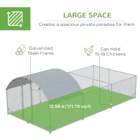 PawHut Large Chicken Coop Metal Chicken Run for Chickens with Waterproof and Anti-UV Cover, Dome Shaped Walk in Fence Cage Hen House for Outdoor and Yard Farm Use, 1" Dia, 9.2' x 18.7' x 6.4'(m-5)