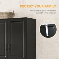 HOMCOM 71" Freestanding Kitchen Pantry Cabinet, Storage Cabinet with 4 Hinged Doors and Adjustable Shelves, Black(m-9)