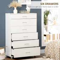 HOMCOM 6 Drawer Cabinet, Drawer Chest for Bedroom, Storage Organiser with Metal Runners and Handles for Living Room, White(m-5)