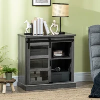 HOMCOM Buffet Cabinet Kitchen Storage Sideboard with Glass Sliding Door, Adjustable Shelf for Dining Room, Gray(m-1)