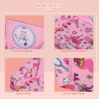 Qaba Kids Fold-Out Couch/Chair Lounger with Space-Themed Washable Fabric & Removable Cushion for 3-6 Years Old, Pink(m-7)