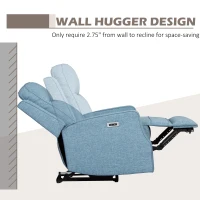 HOMCOM Electric Power Recliner, Wall Hugger Armchair with USB Charging Station, Sofa Recliner with Linen Upholstered Seat and Retractable Footrest, Blue(m-5)