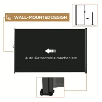 Outsunny 118" x 79" Side Awning, Retractable Privacy Screen & Driveway Guard, Instant Outside Screen, Wall, or Fence, Side Shade and Wind Block for Indoor Outdoor, Garden, Black(m-4)