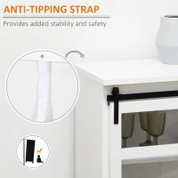 HOMCOM Buffet Cabinet Kitchen Storage Sideboard with Glass Sliding Door, Adjustable Shelf for Dining Room, White(m-6)