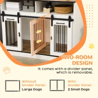 PawHut Dog Crate Furniture for Large Small Dogs, Double Dog Kennel, White(m-5)