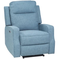 HOMCOM Electric Power Recliner, Wall Hugger Armchair with USB Charging Station, Sofa Recliner with Linen Upholstered Seat and Retractable Footrest, Blue(m-1)