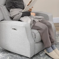 HOMCOM Electric Power Recliner, Wall Hugger Armchair with USB Charging Station, Sofa Recliner with Linen Upholstered Seat and Retractable Footrest, Gray(m-9)