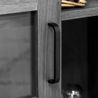 HOMCOM Buffet Cabinet Kitchen Storage Sideboard with Glass Sliding Door, Adjustable Shelf for Dining Room, Gray(m-7)