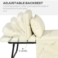 HOMCOM Folding Sofa Bed, 4-in-1 Multi-Function Sleeper Chair Bed Ottoman with Adjustable Backrest, Pillow, Side Pocket for Home Office, Bedroom, Living Room, Cream White(m-5)