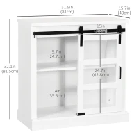 HOMCOM Buffet Cabinet Kitchen Storage Sideboard with Glass Sliding Door, Adjustable Shelf for Dining Room, White(m-3)