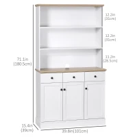 HOMCOM Kitchen Pantry Buffet Server Hutch Storage Sideboard Bookcase with Drawers & Cabinets for Living Room Cabinet Console(m-3)