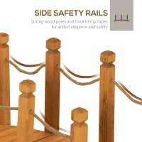 Outsunny 4FT Wooden Garden Bridge Arc Footbridge with Hemp Rope Railings & Solid Fir Construction, Orange(m-4)