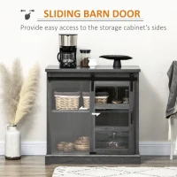 HOMCOM Buffet Cabinet Kitchen Storage Sideboard with Glass Sliding Door, Adjustable Shelf for Dining Room, Gray(m-4)