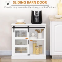 HOMCOM Buffet Cabinet Kitchen Storage Sideboard with Glass Sliding Door, Adjustable Shelf for Dining Room, White(m-4)