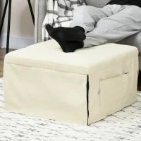 HOMCOM Folding Sofa Bed, 4-in-1 Multi-Function Sleeper Chair Bed Ottoman with Adjustable Backrest, Pillow, Side Pocket for Home Office, Bedroom, Living Room, Cream White(m-8)