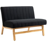 HOMCOM 42" Loveseat Sofa with Rubber Wood Legs, Space-Saving Upholstered Couch, Small 2 Seater Sofa - Black(m-1)
